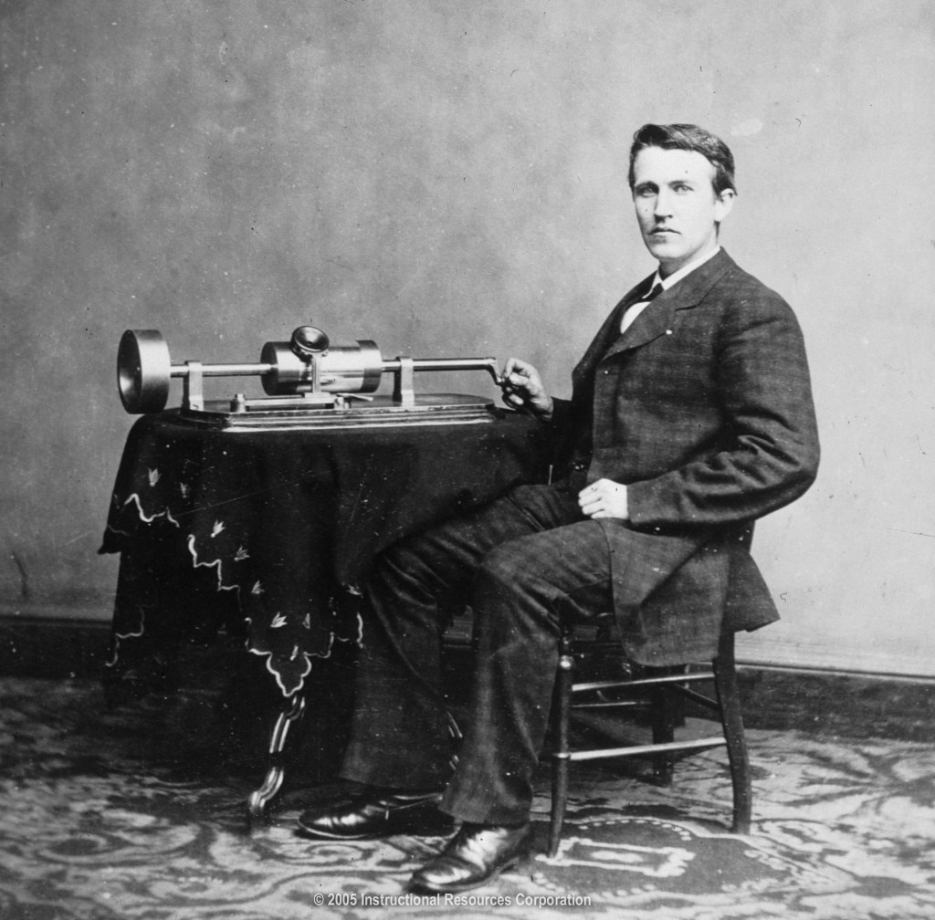 Bancomer Thomas Alva Edison junto al fonógrafo (1878)