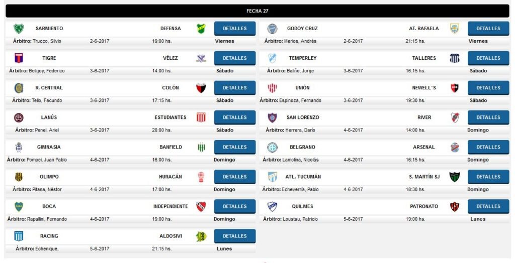 Fecha 27, Torneo de Fútbol Argentino Fecha 27, Torneo de Fútbol Argentino. BBVA
