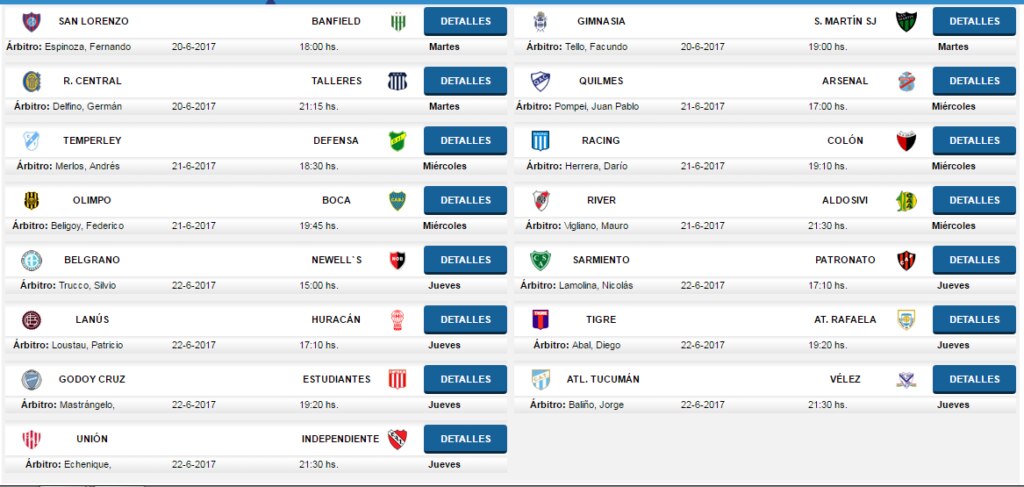 Fixture Fecha 29. Torneo AFA Fixture Fecha 29. Torneo AFA