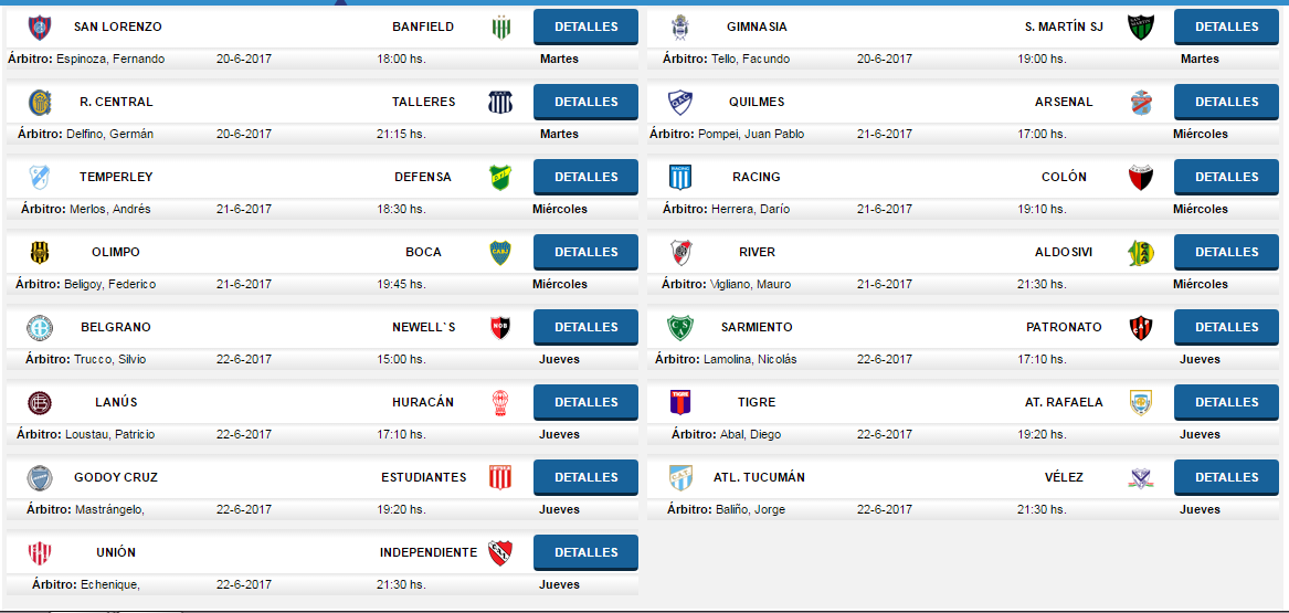 Fixture Fecha 29. Torneo AFA Fixture Fecha 29. Torneo AFA