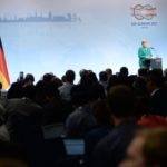 Hamburg (Germany), 08/07/2017.- German Chancellor Angela Merkel speaks at the closing press conference of the G-20 summit in Hamburg, Germany, 08 July 2017. The G20 Summit (or G-20 or Group of Twenty) is an international forum for governments from 20 major economies. The summit is taking place in Hamburg from 07 to 08 July 2017. (Hamburgo, Alemania) EFE/EPA/DANIEL KOPATSCH