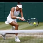 Garbiñe Muguruza durante la semifinal de Wimbledon