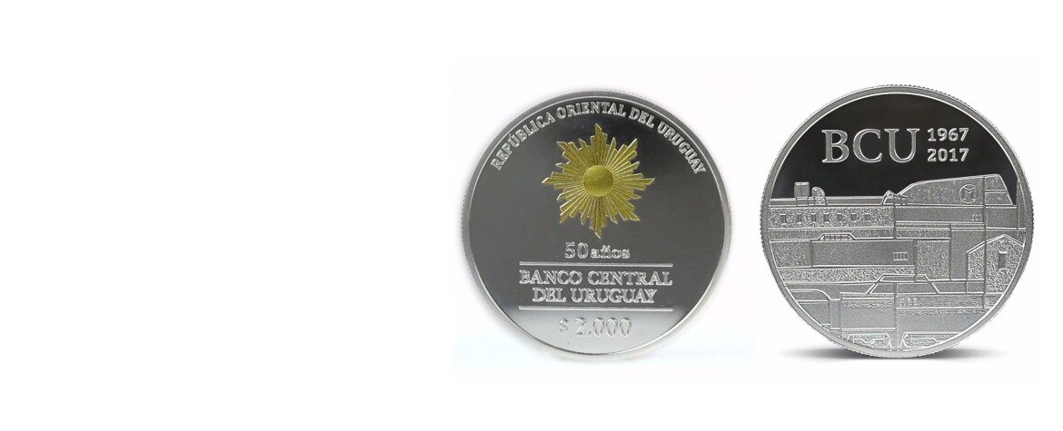 Aspecto de la moneda conmemorativa del 50º aniversario del Banco Central de Uruguay Aspecto de la moneda conmemorativa del 50º aniversario del Banco Central de Uruguay
