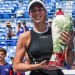 Garbiñe Muguruza celebra la victoria en Cincinnati