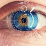 Security Retina Scanner on blue eye bbva