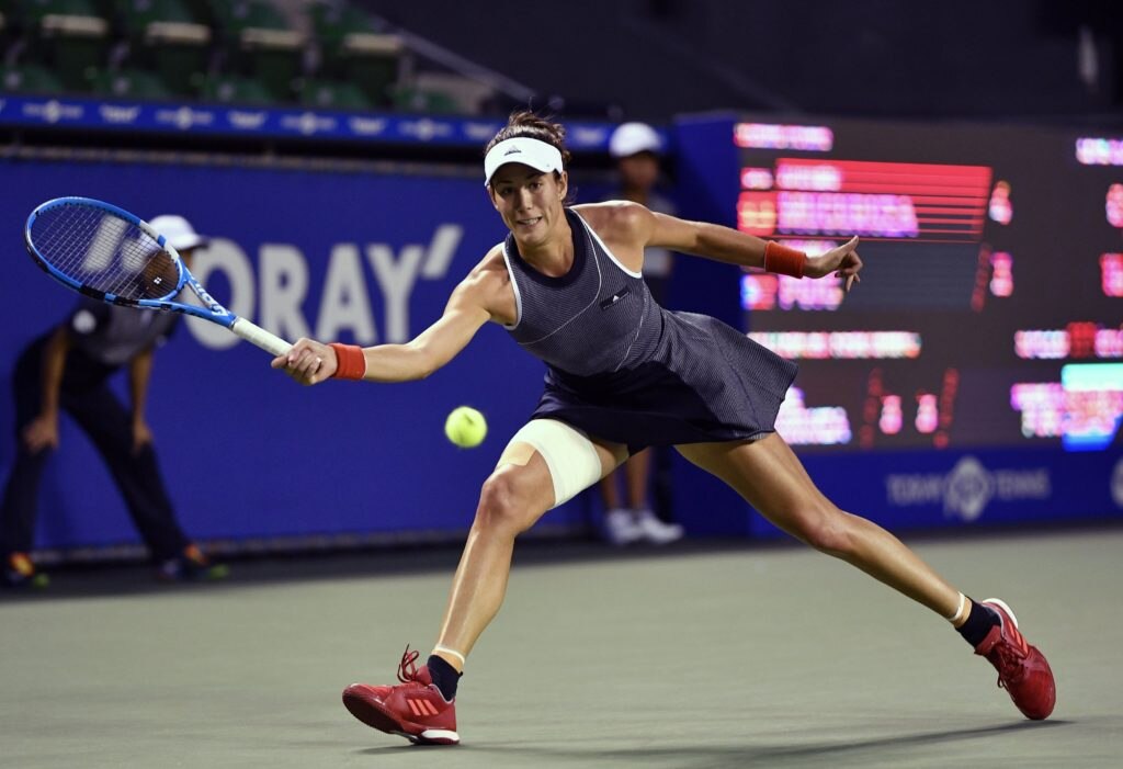 Garbiñe Muguruza durante el partido en Tokio