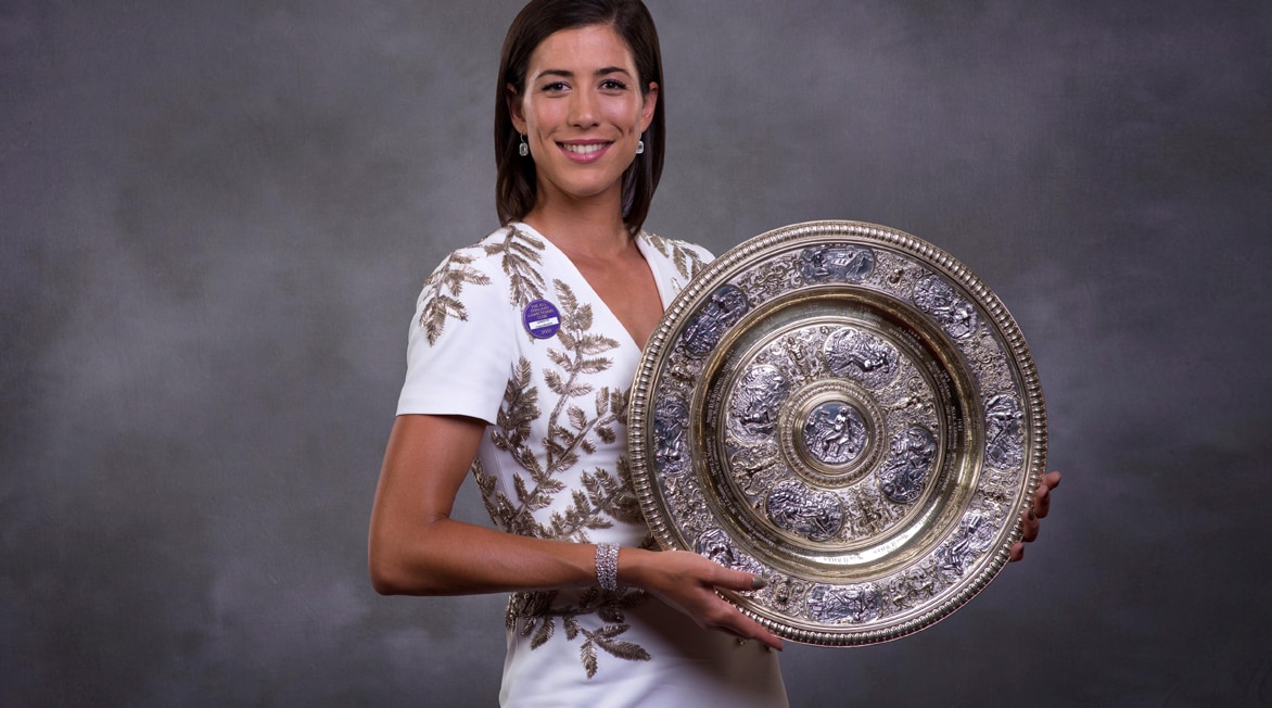 Garbiñe Muguruza en la fiesta de campeones de Wimbledon 2017