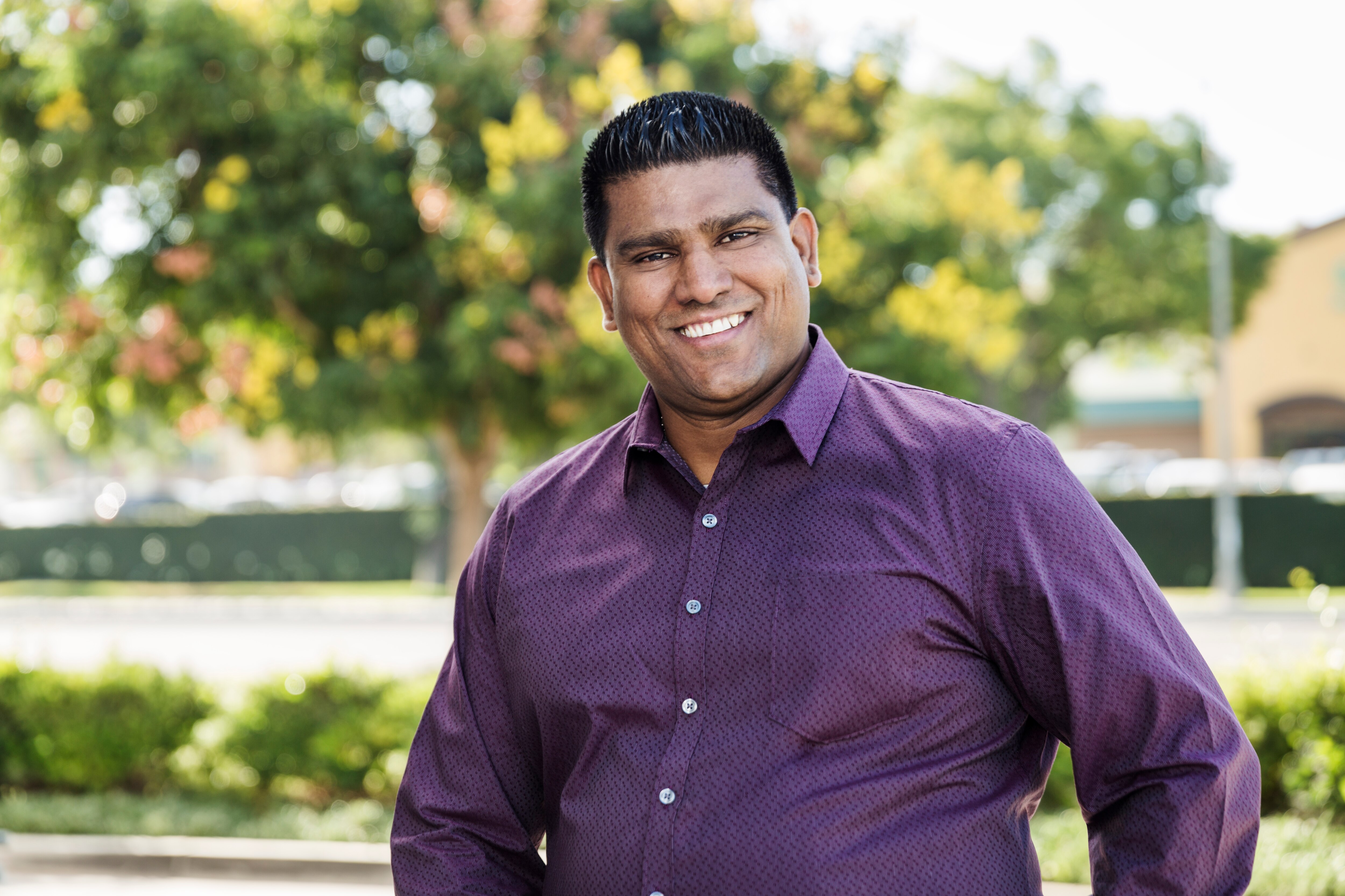 Dinuk Perera, the Vice President, Business Banking Officer at BBVA Compass poses for a portrait outside of his office in Corona, CA on Wednesday, October 18, 2017.
Photo by Emily Berl Employee Spotlight: Dinuk Perera