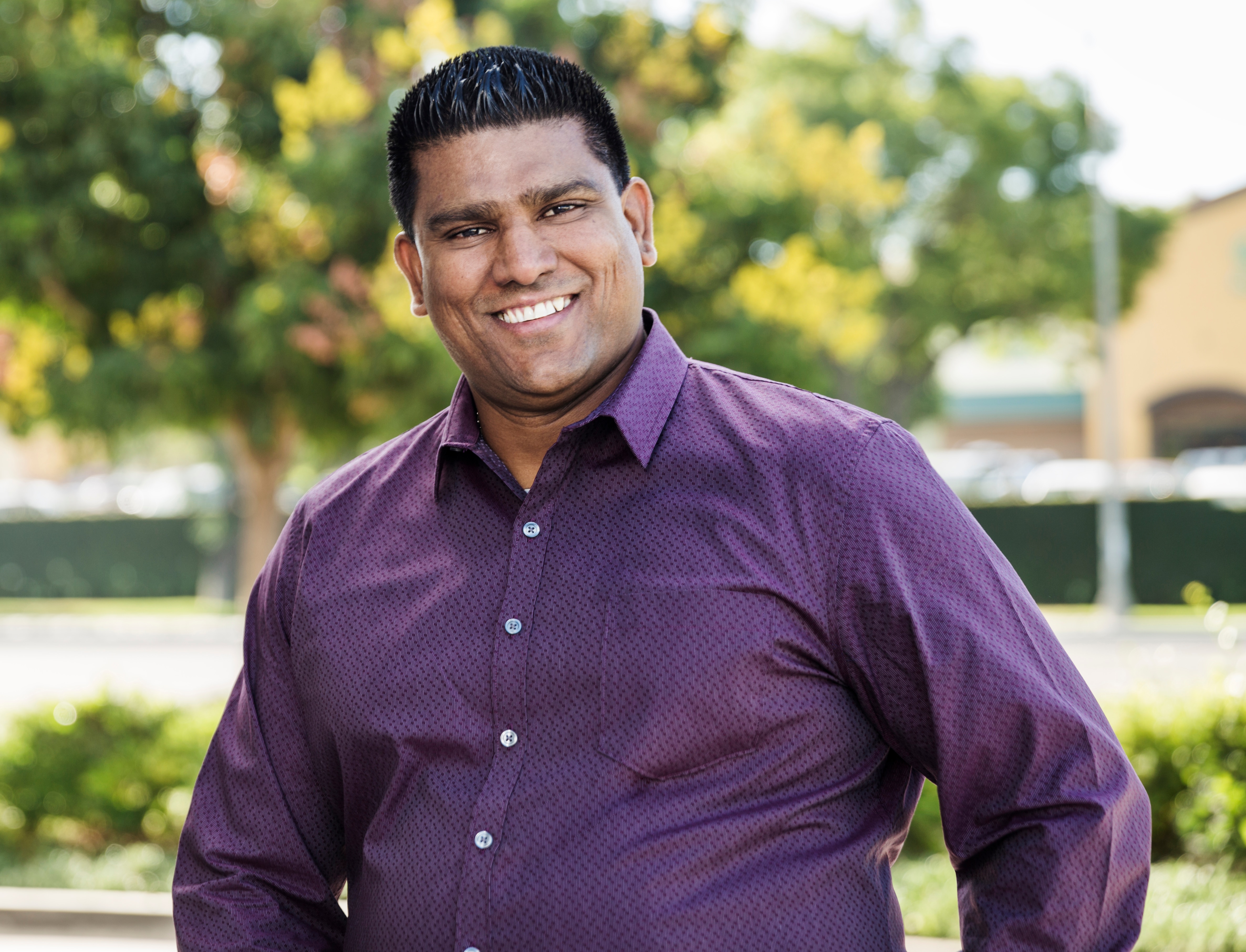 Dinuk Perera, the Vice President, Business Banking Officer at BBVA Compass poses for a portrait outside of his office in Corona, CA on Wednesday, October 18, 2017.
Photo by Emily Berl Employee Spotlight: Dinuk Perera