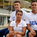 El nadador Julián Aránzazu y los triatletas Maira Vargas y Eduardo Londoño