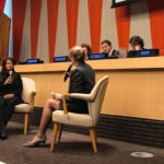 Jessica Hernandez, emprendedora de la FMBBVA, con la embajadora de Colombia ante la ONU Fotografía de Jessica Hernandez, emprendedora de la FMBBVA, con la embajadora de Colombia ante la ONU