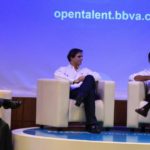 Ignacio Sanz y Pablo Estebanez, de BBVA Paraguay, durante el lanzamiento de Open Talent