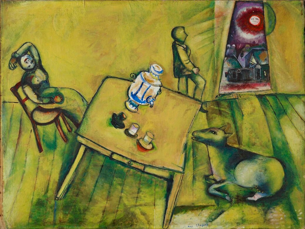 La habitación amarilla, 1911. Fondation Beyeler, Riehen/Basel, Colección Ernst y Hildy Beyeler © Marc Chagall, Vegap, Bilbao 2018 La habitación amarilla, 1911. Fondation Beyeler, Riehen/Basel, Colección Ernst y Hildy Beyeler © Marc Chagall, Vegap, Bilbao 2018