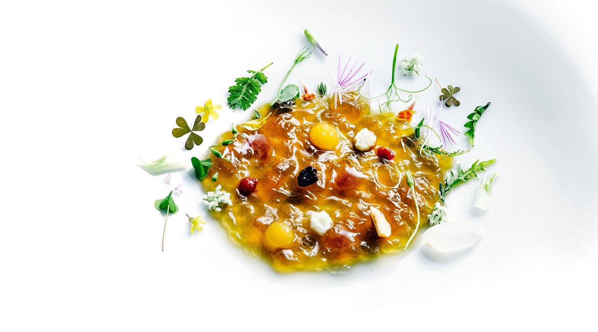 Consomé de tierra animada - Gira BBVA El Celler de Can Roca en Barcelona Consomé de tierra animada - Gira BBVA El Celler de Can Roca en Barcelona