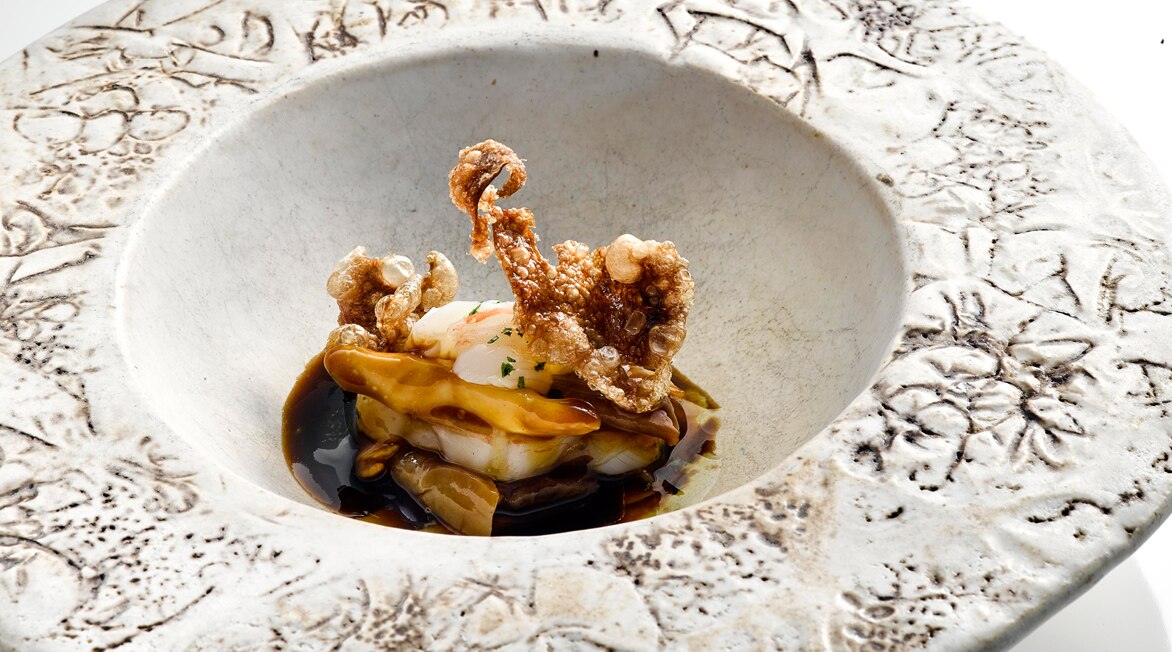 Langosta con crestas de gallo - Gira BBVA El Celler de Can Roca en Barcelona Langosta con crestas de gallo - Gira BBVA El Celler de Can Roca en Barcelona
