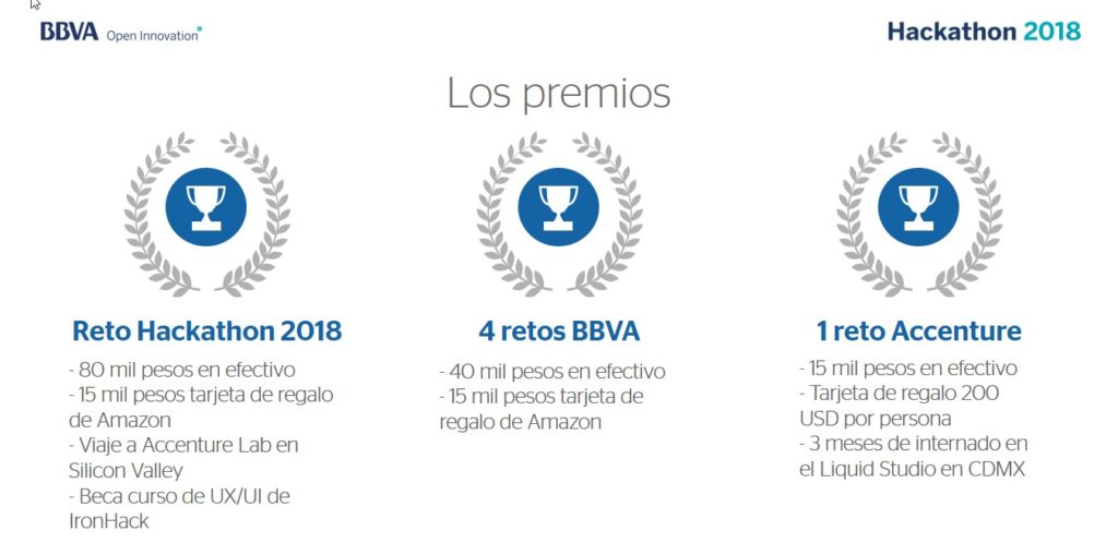 Premios para el Hackathon BBVA 2018 de BBVA Bancomer