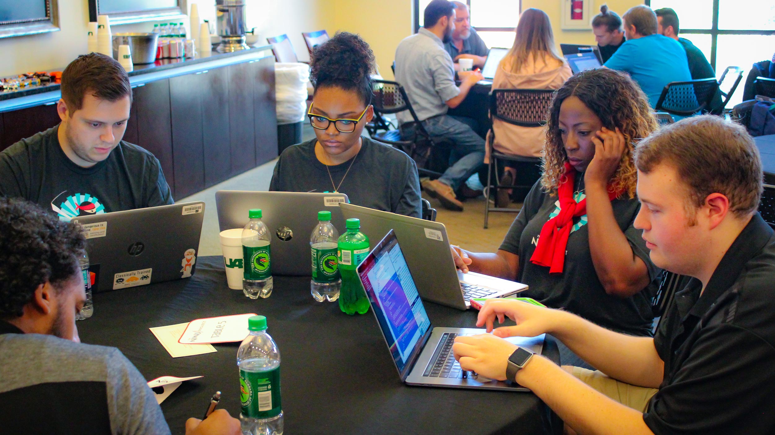 Students from the University of Alabama at Birmingham's School of Engineering participate in the inaugural BBVA Compass Hackathon. BBVA-Compass-Hackathon-Participants-2018