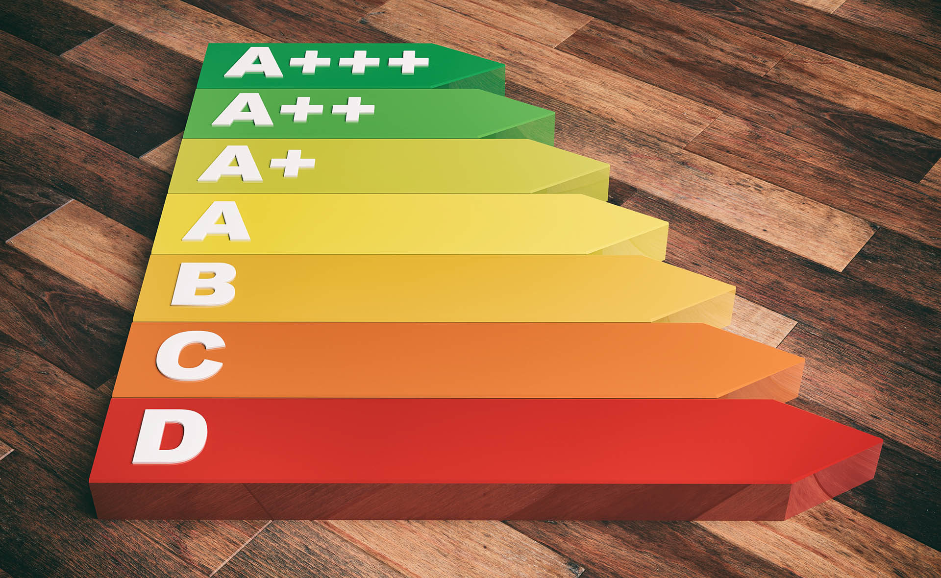 Fotografía de colores, escala, letras, abecedario, madera, flechas, energía, eficiencia, etiquetas