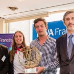 Victorio Giusti de la Secretaría de Agroindustria de la Nación; Ganadores del Premio al Gran Emprendedor Agropecuario 2018, Gstión Porcina, Rocío Aguilera y Alfonso Aguilera (h); Martín Zarich, presidente ejecutivo de BBVA Francés.