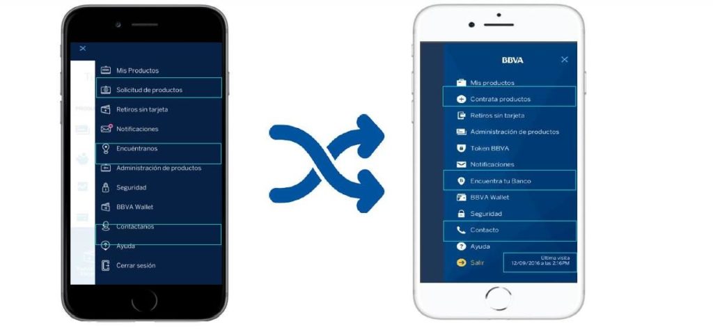 El menú lateral con el que cuenta ahora la app, los clientes pueden encontrar opciones más claras y sencillas para realizar el ingreso a diferentes transacciones y consultas. El menú lateral con opciones más claras y sencillas para realizar el ingreso a diferentes transacciones y consultas.