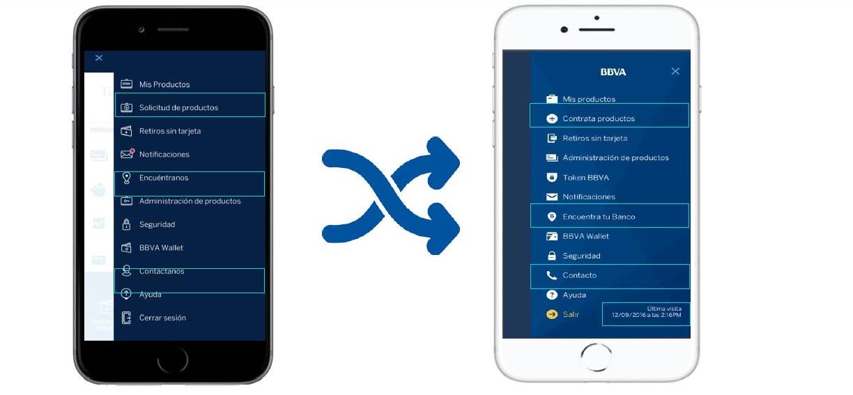 El menú lateral con el que cuenta ahora la app, los clientes pueden encontrar opciones más claras y sencillas para realizar el ingreso a diferentes transacciones y consultas. El menú lateral con opciones más claras y sencillas para realizar el ingreso a diferentes transacciones y consultas.