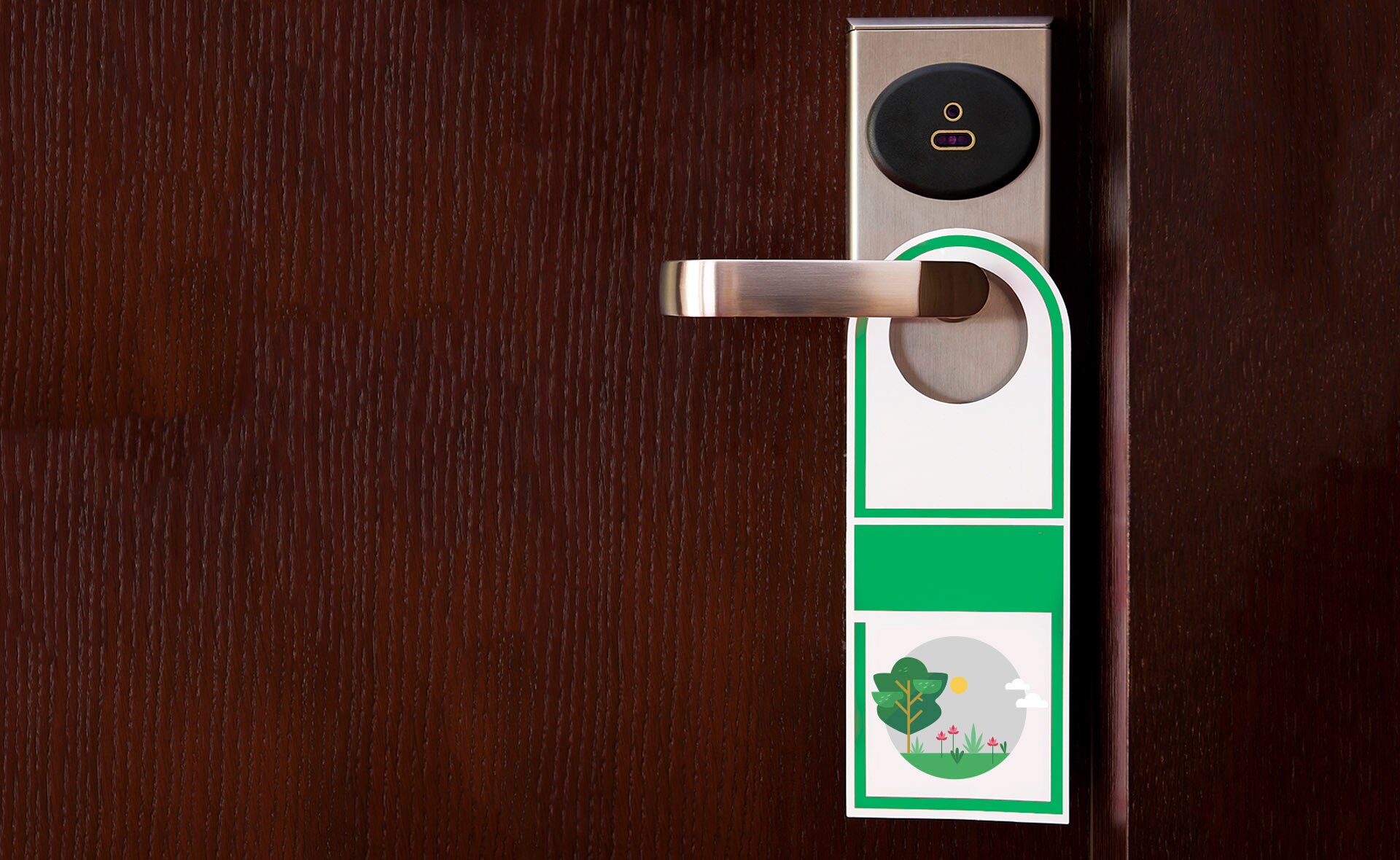 Hotel verde, sostenibilidad, etiqueta, servicio de habitaciones, finanzas sostenibles, puerta, picaporte Fotografía de Hotel verde, sostenibilidad, etiqueta, servicio de habitaciones, finanzas sostenibles, puerta, picaporte