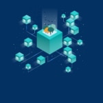 Blockchain, verde, azul, árboles, naturaleza, medioambiente, tecnología Fotografía de Blockchain, verde, azul, árboles, naturaleza, medioambiente, tecnología
