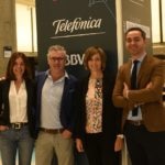 Ainhoa Campos, responsable de Open Innovation de BBVA, Agustín Moro, global head of Partnerships en Telefónica Open Innovation, Elena Alfaro, responsable de Data y Open Innovation de BBVA, Manuel Mendigutía, strategic advisor de la Comisión Europea. BBVA y Telefonica exploran negocios con startups europea con el apoyo de EIC