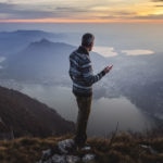 Fotografía de Paisaje, montañas, atardecer, persona, móvil, cliente, plataforma, naturaleza, sostenibilidad