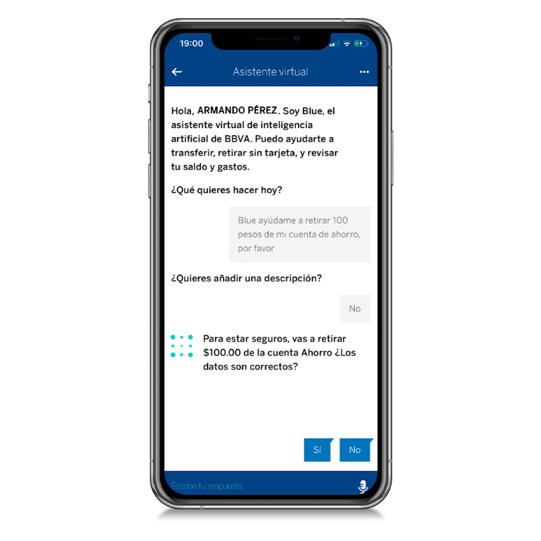 Cuatro soluciones financieras de Blue, el asistente virtual de BBVA Cuatro soluciones financieras de Blue, el asistente virtual de BBVA