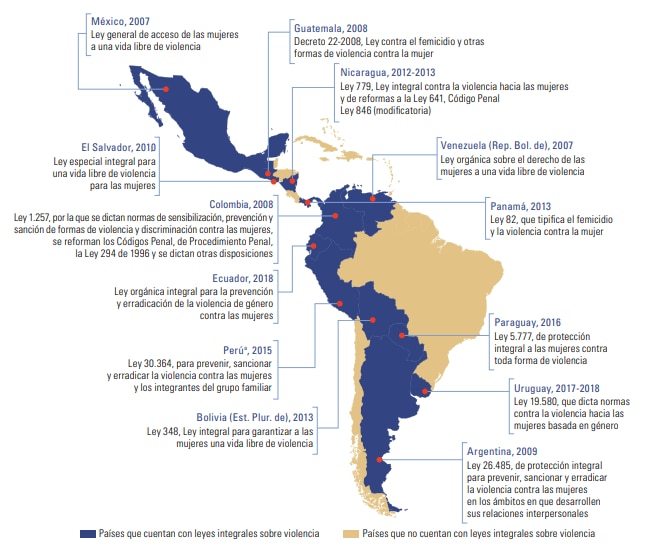 Mapa leyes sobre violencia de género en América Latina Mapa leyes sobre violencia de género en América Latina