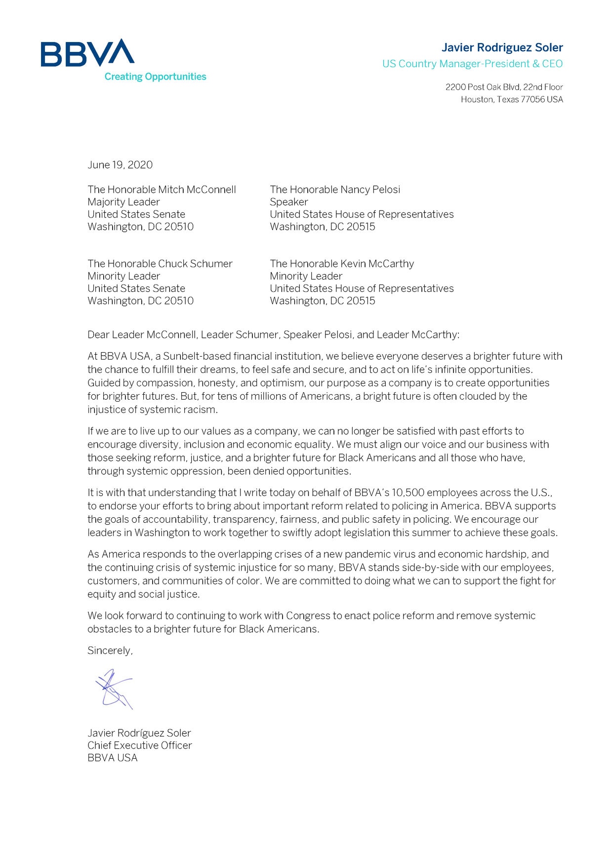 BBVA USA on Police Reform BBVA USA on Police Reform