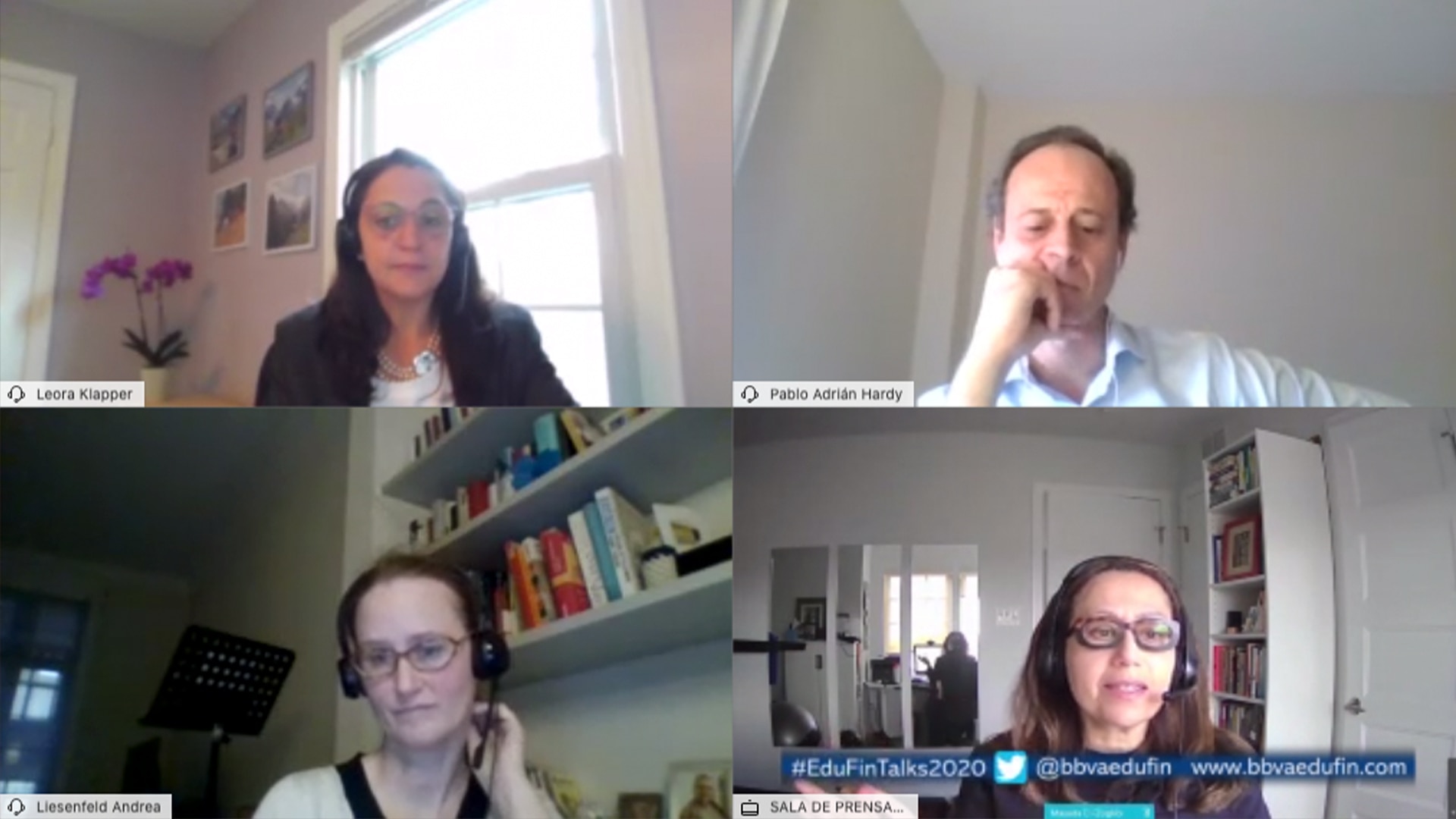 Leora Klapper, economista principal del Grupo de Investigación para el Desarrollo del Banco Mundial; Pablo Adrián Hardy, responsable de Economía y Empresa en Secretaría General Iberoamericana (SEGIB); Andrea Liesenfeld, directora adjunta de la Unidad de Servicios Financieros Minoristas de la Dirección General de Estabilidad Financiera, Servicios Financieros y Unión de los Mercados de Capitales (DG FISMA) de la Comisión Europea; y Mayada El-Zoghbi, directora del Centro para la Inclusión Financiera (CFI, en sus siglas en inglés).
Leora Klapper, economista principal del Grupo de Investigación para el Desarrollo del Banco Mundial; Pablo Adrián Hardy, responsable de Economía y Empresa en Secretaría General Iberoamericana (SEGIB); Andrea Liesenfeld, directora adjunta de la Unidad de Servicios Financieros Minoristas de la Dirección General de Estabilidad Financiera, Servicios Financieros y Unión de los Mercados de Capitales (DG FISMA) de la Comisión Europea; y Mayada El-Zoghbi, directora del Centro para la Inclusión Financiera (CFI, en sus siglas en inglés).