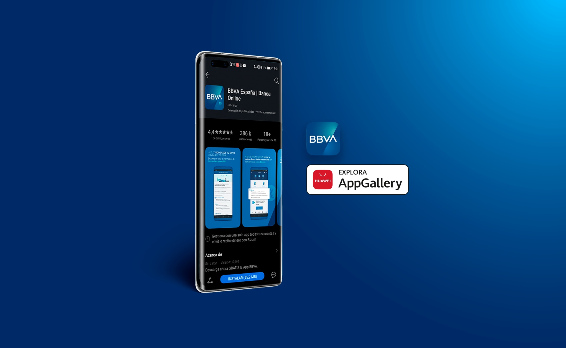 La 'app' de BBVA, disponible para todos los terminales de Huawei
