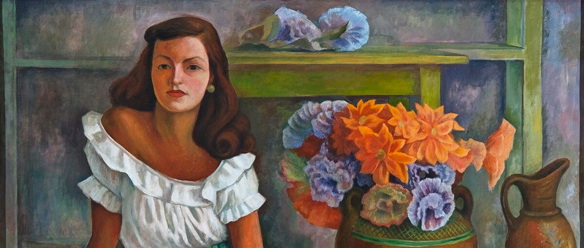 Mujer sentada con Flores. Diego Rivera