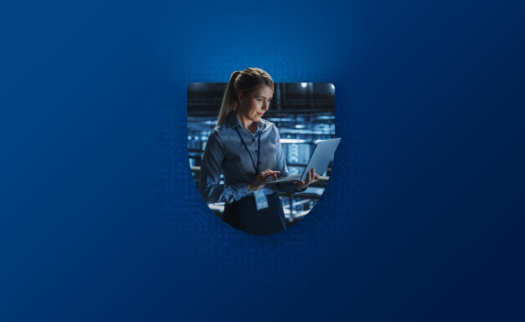 Fotografía de ciberseguridad de las empresas. Recurso. Oficina, portátil, seguridad, protección, banca digital. Ciberseguridad de las empresas
