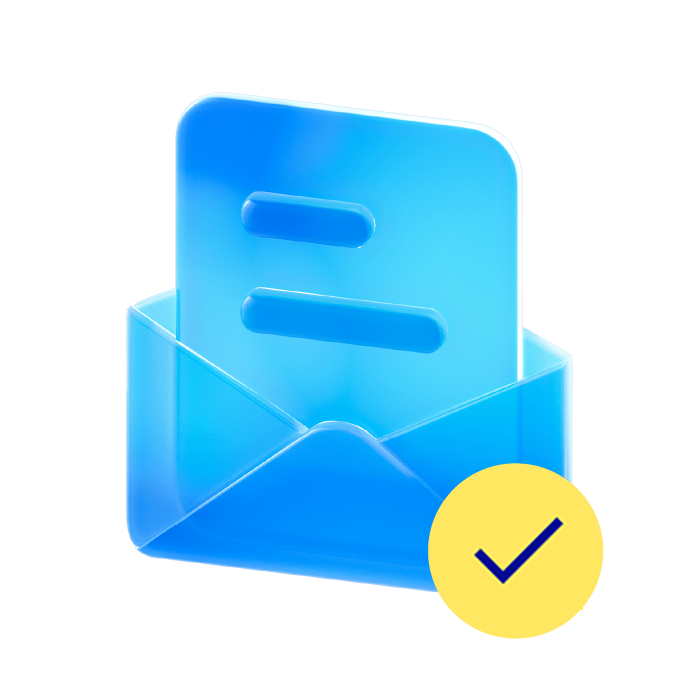 Ilustración de documento en sobre con confirmación