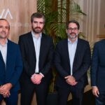De izq a der: De BBVA Global Wealth: Santiago Lema, Felipe Kleist, Alexander Längauer, y Country Manager de BBVA Uruguay, Franco Cinquegrana