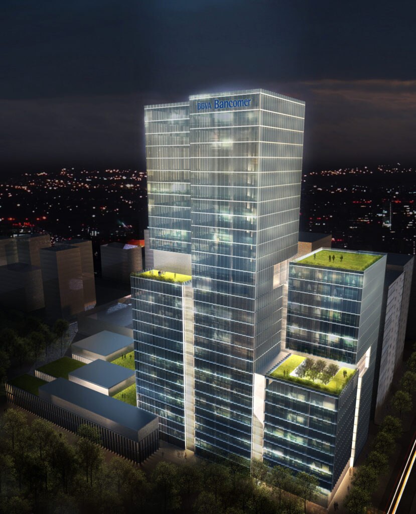 bbva bancomer operating center in the parques polanco complex designed by legorreta + legorreta
