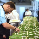 Picture of Jordi Roca preparing El Gol de Messi dessert BBVA