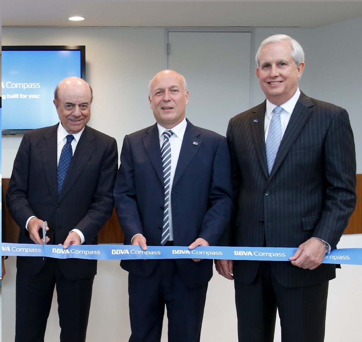 From left, Francisco Gonzalez, Manolo Sanchez, and Jim Heslop perform a ribbon cutting at the BBVA in Houston 2013 From left, Francisco Gonzalez, Manolo Sanchez, and Jim Heslop perform a ribbon cutting at the BBVA in Houston 2013