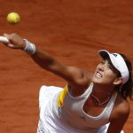 La tenista española Garbiñe Muguruza durante el partido de cuartos de final de Roland Garros