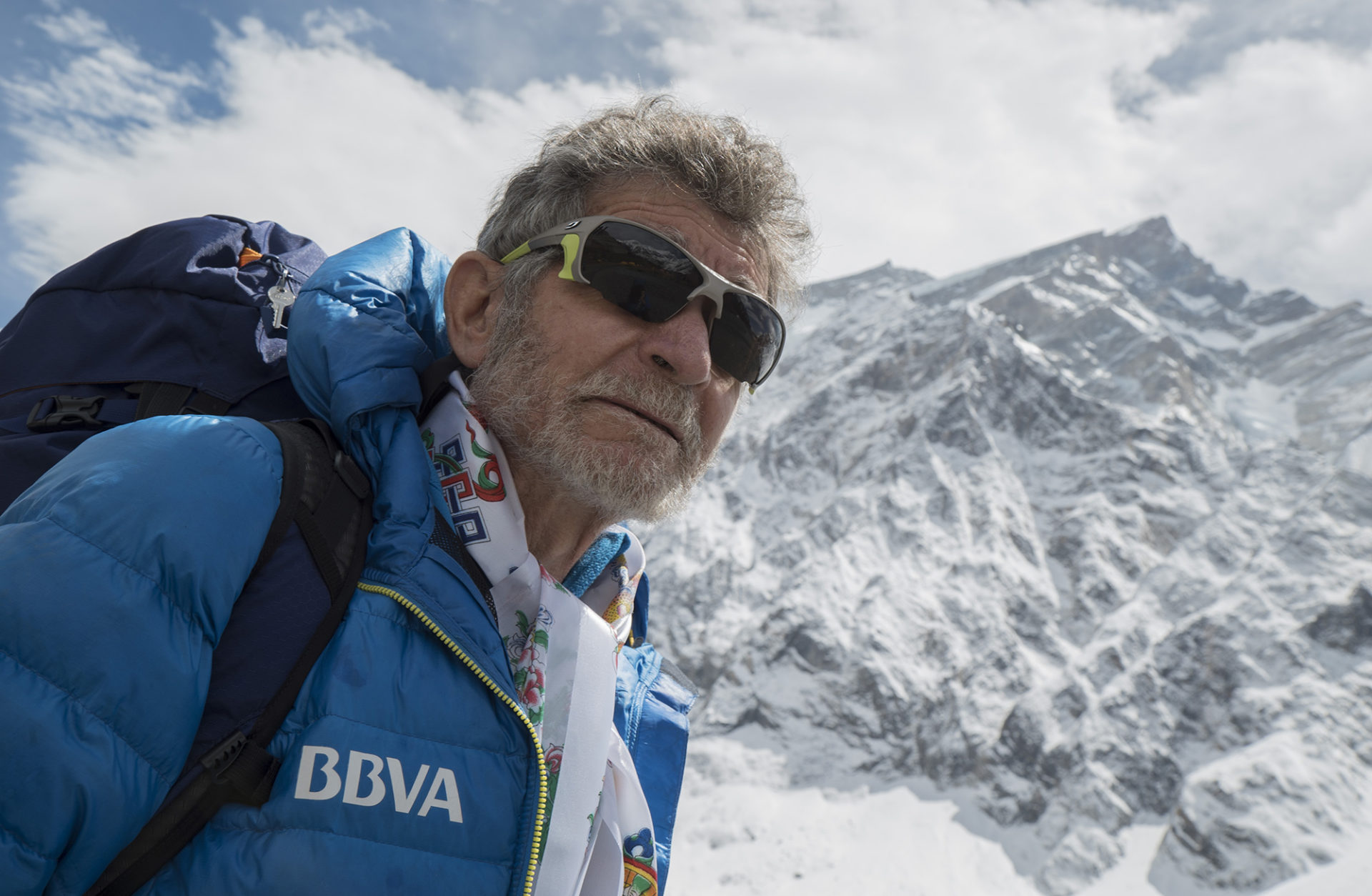 Carlos Soria arrives at the Annapurna Base Camp