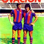 Picture of Johan Cruyff and Hugo Cholo Sotil in the F.C.Barcelona at the magazine Ovación bbva