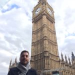 Picture of Jordi Roca with the Big Ben in London, during a trip prior to the 2016 BBVA tour