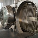 The BBVA Compass River Oaks vault has been at the branch for a long time. BBVA Compass vault at the River Oaks branch in Houston