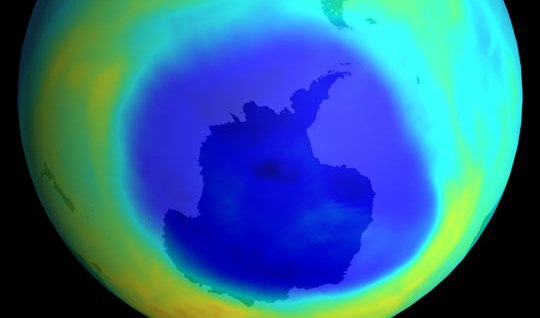Agujero de ozono sobre la Antártida. NASA Picture of