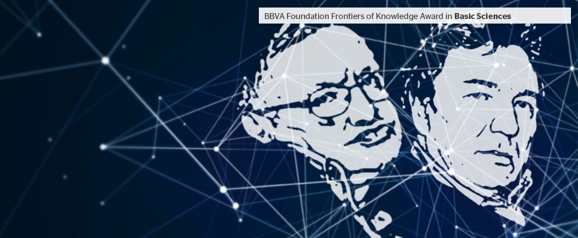 Picture of Hawking and Mukhanov, BBVA Foundation Frontiers of Knowledge Award