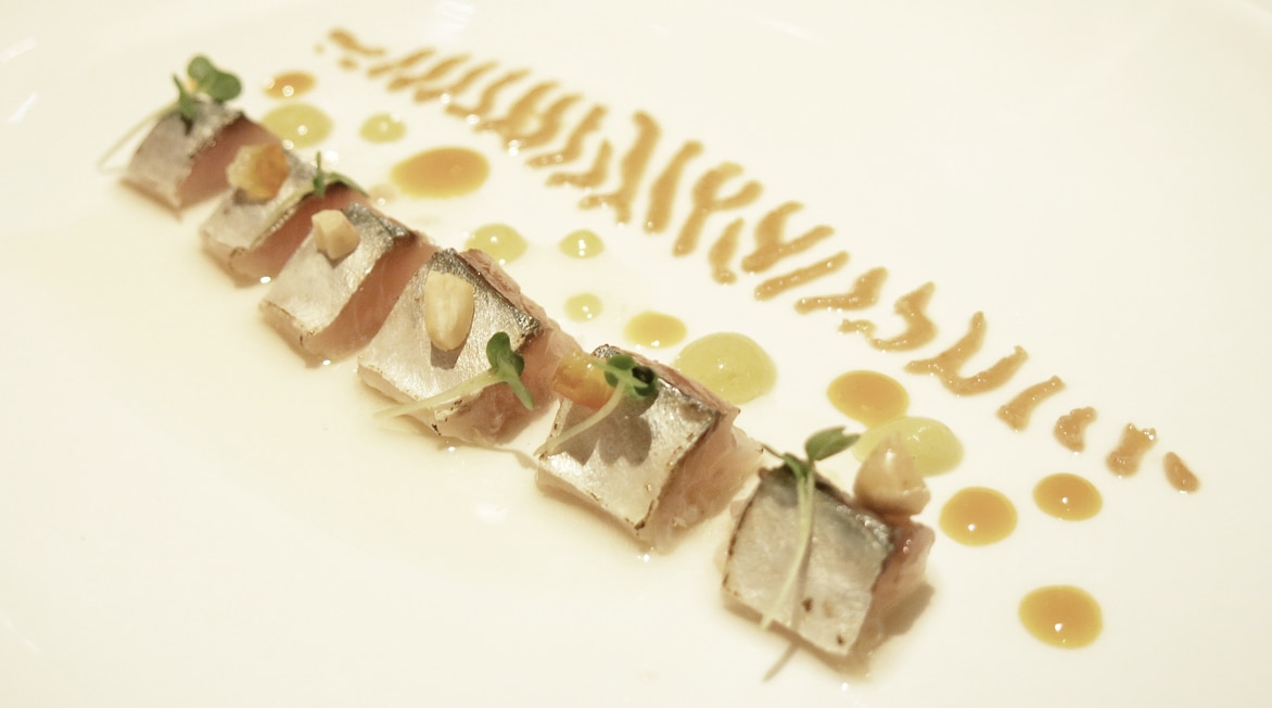 Picture of Mackerel with amontillado from the menu served in London during the BBVA Roca Tour 16