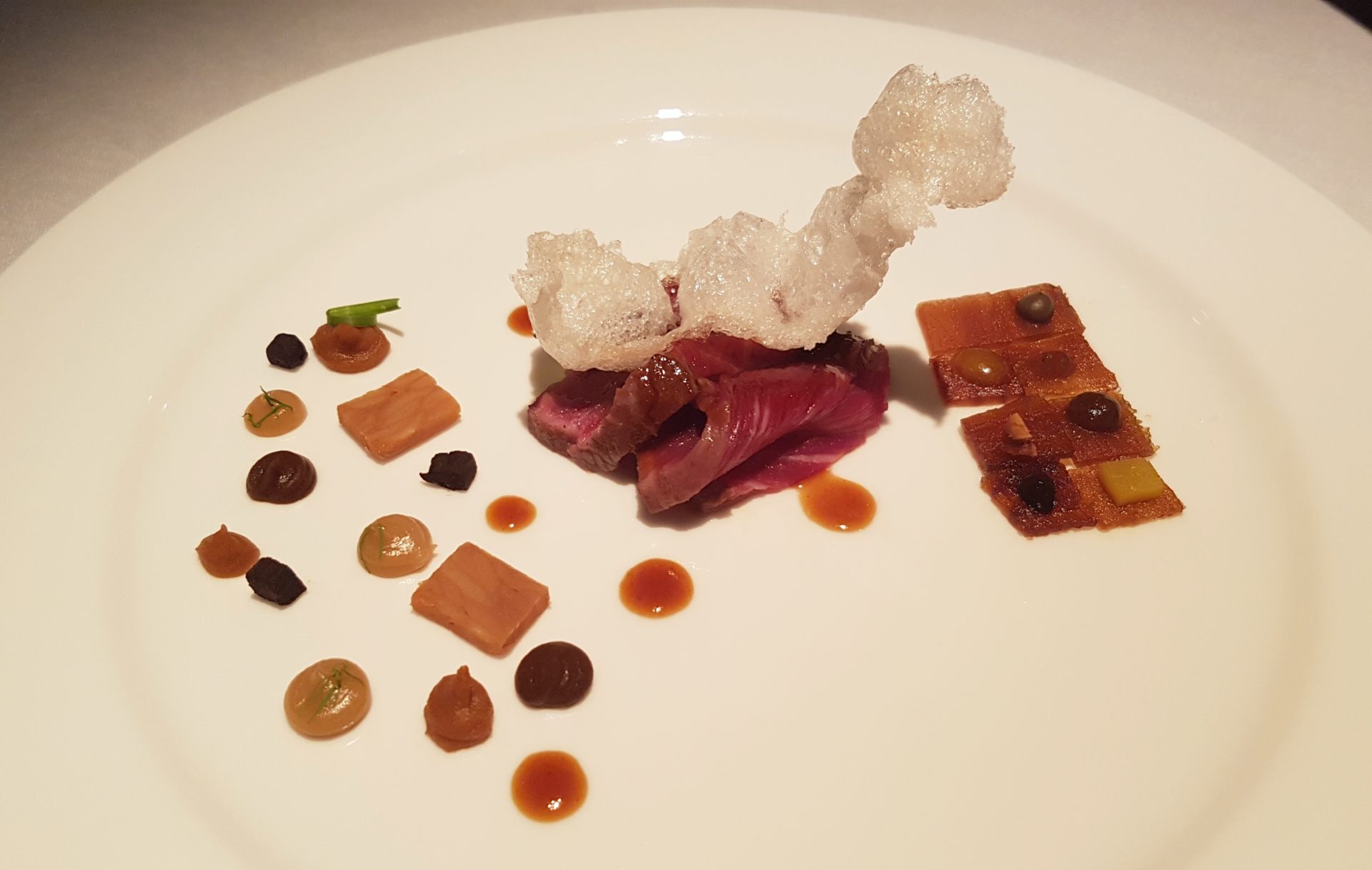Picture of Macallan Whisky tenderloin from the menu served in London during the BBVA Roca Tour 16
